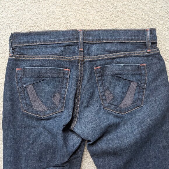 EUC James Jeans Petite Dry Aged Denim Women's 29 x 27.5 Bootcut Blue J pockets - Picture 2 of 14